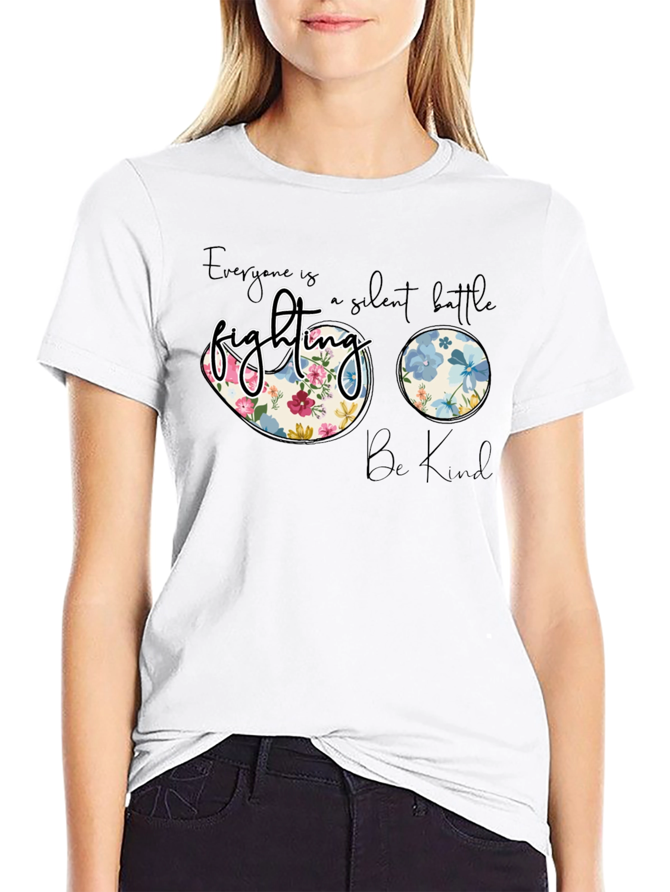Floral Fighting Graphic Tee - Be Kind Shirt