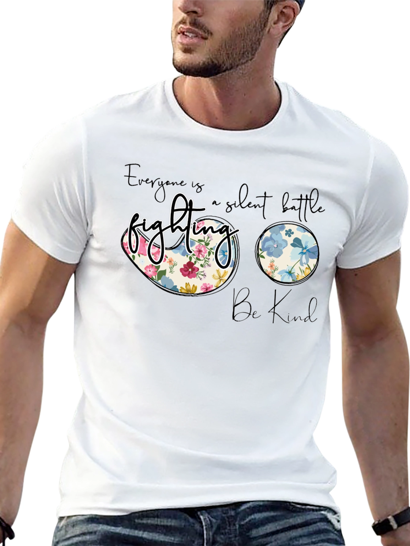 Floral Fighting Graphic Tee - Be Kind Shirt