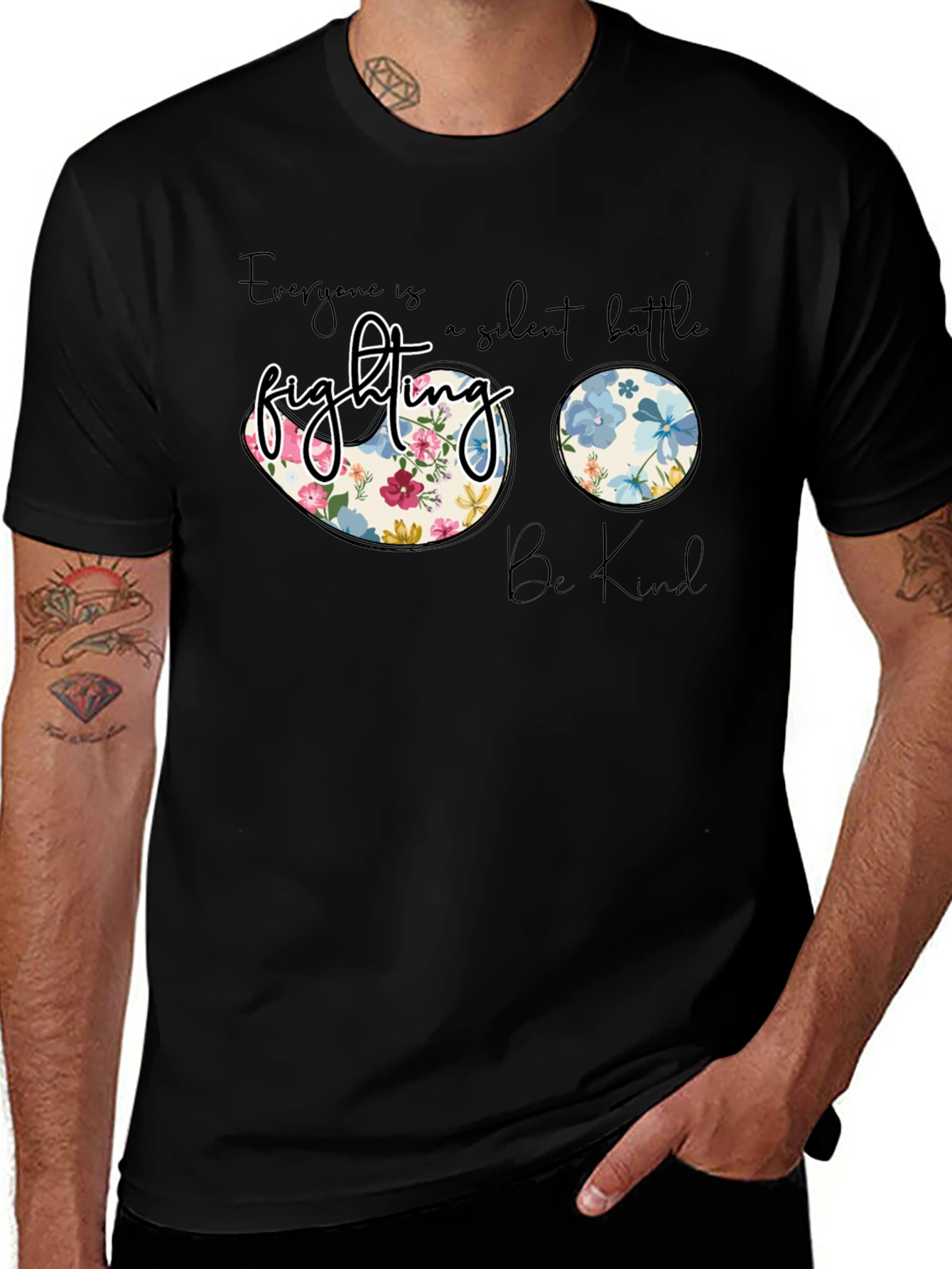 Floral Fighting Graphic Tee - Be Kind Shirt