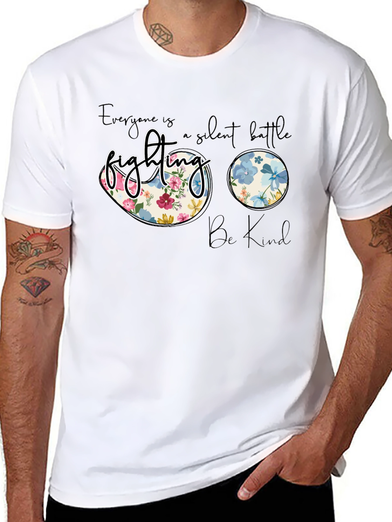 Floral Fighting Graphic Tee - Be Kind Shirt