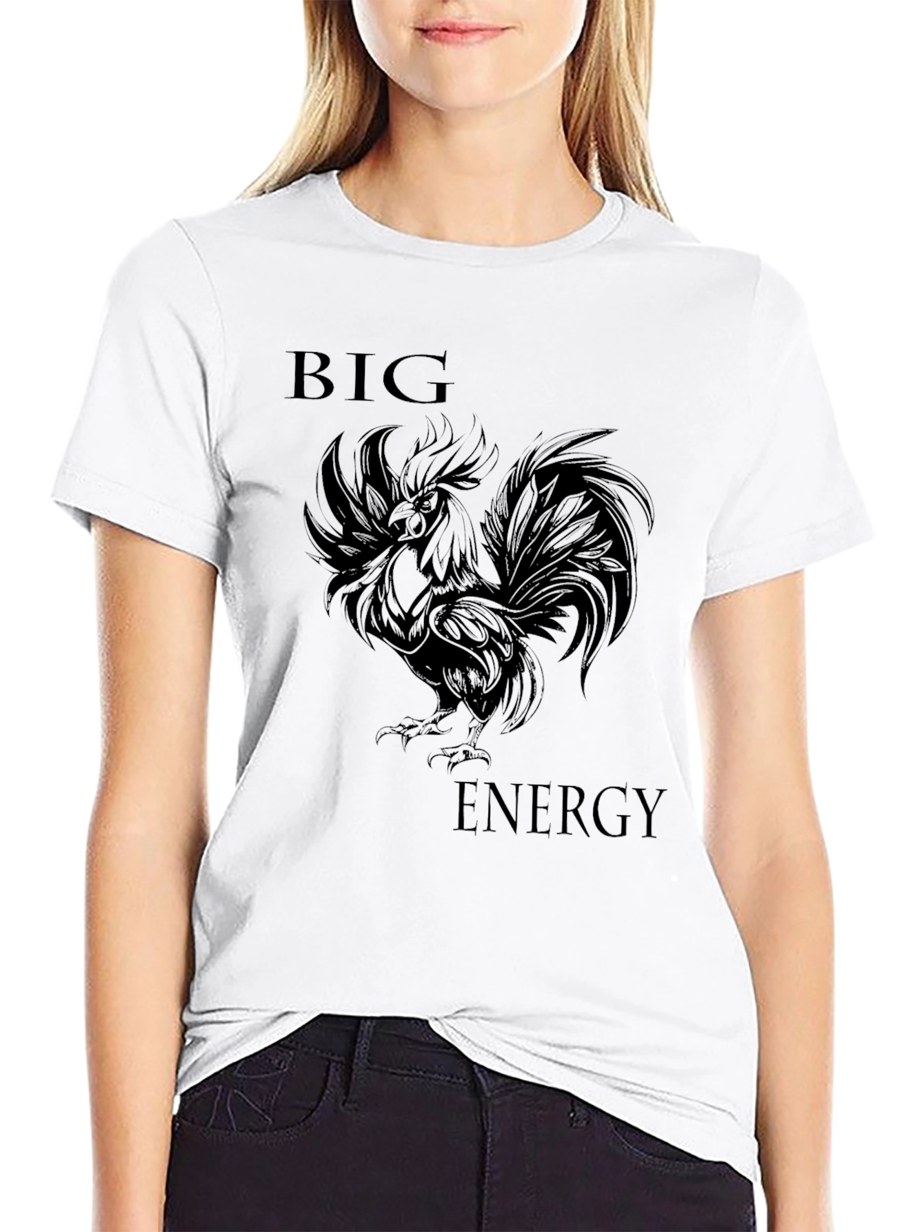 Big Energy Rooster Graphic T-Shirt - Mens Black Tee