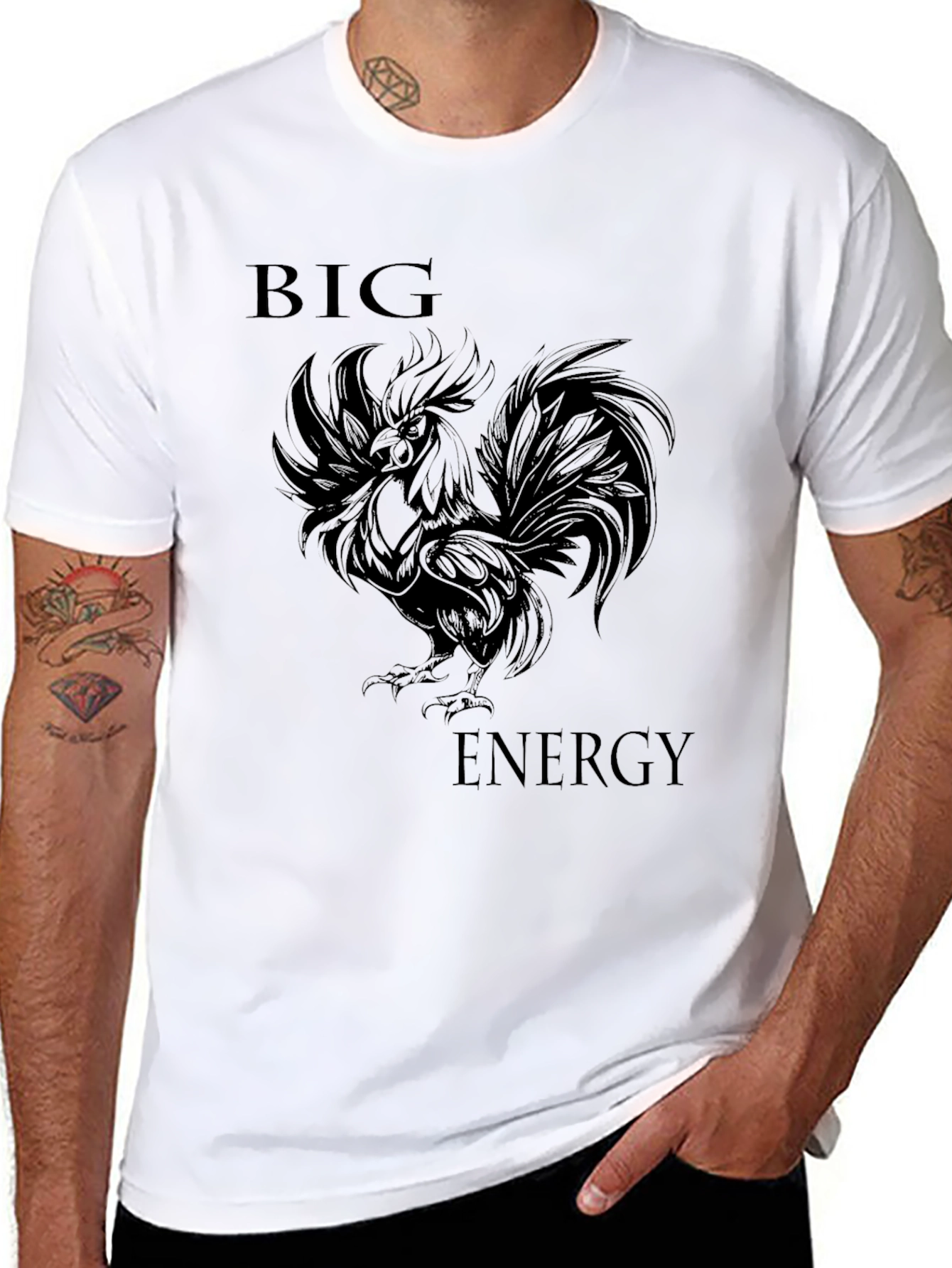 Big Energy Rooster Graphic T-Shirt - Mens Black Tee