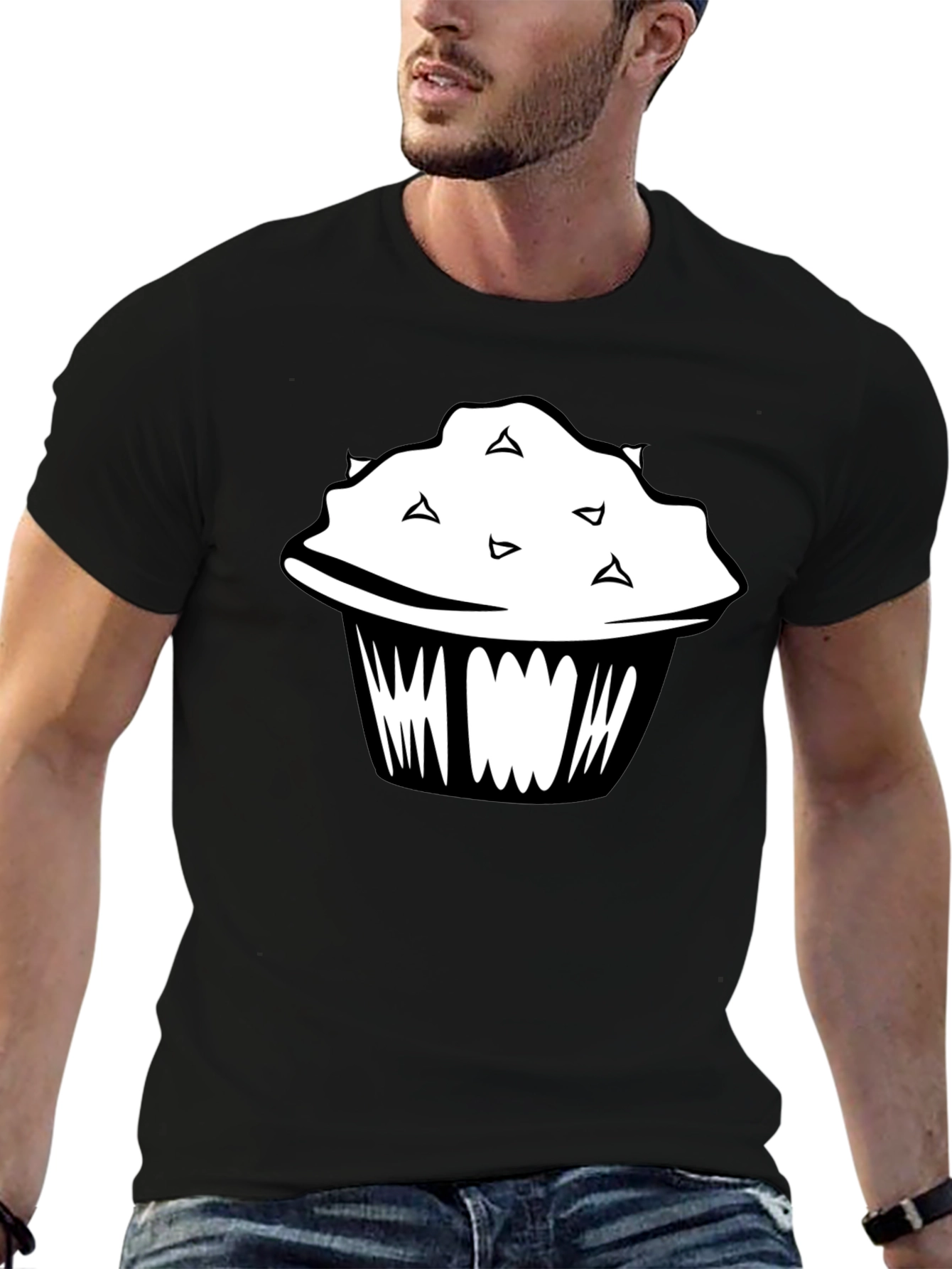 Black Muffin Graphic T-Shirt - Casual Style