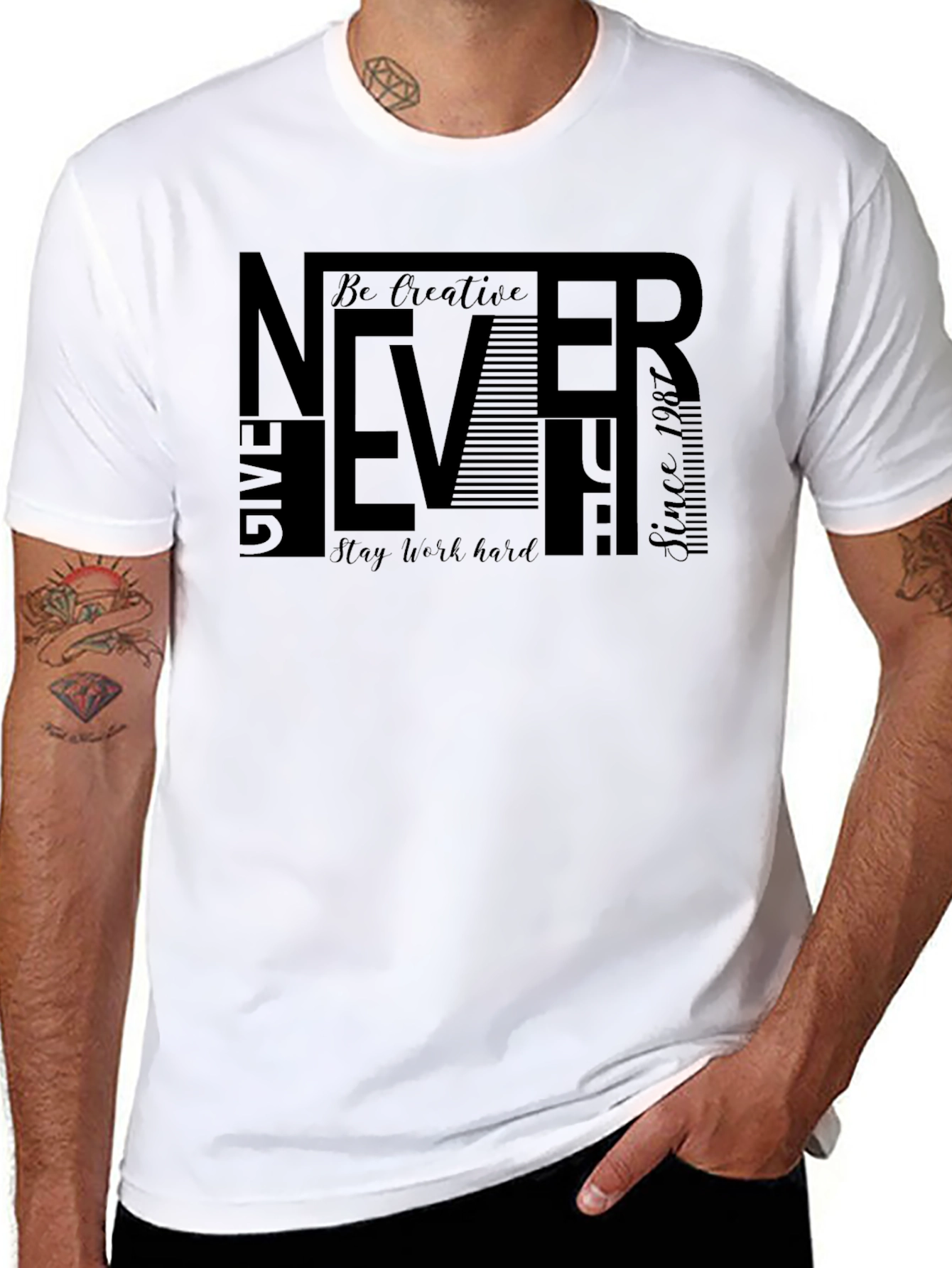 Never Give Up Graphic Tee - Menswear