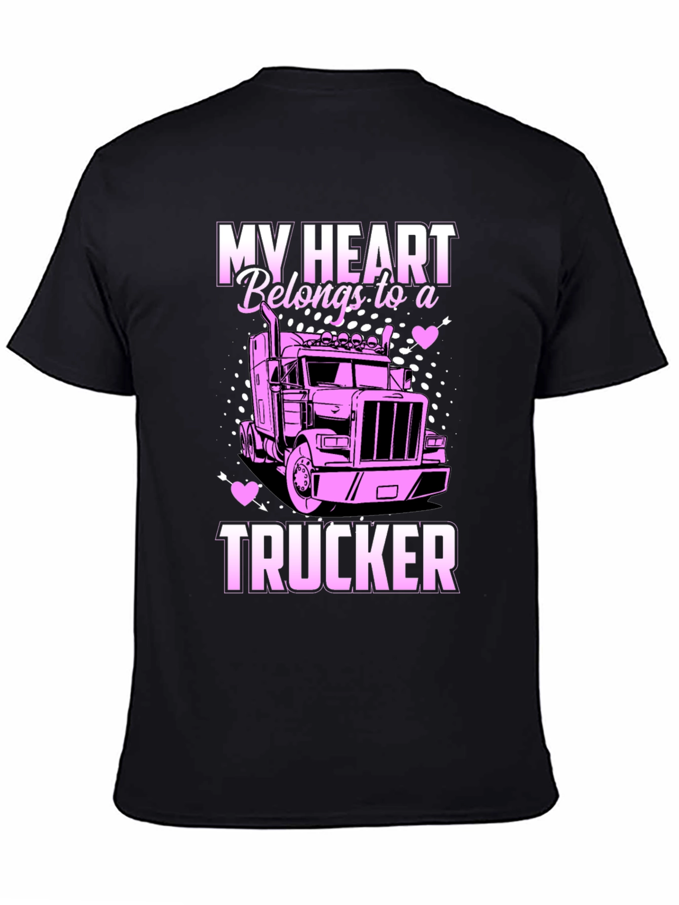 My Heart Belongs To A Trucker Black T-Shirt