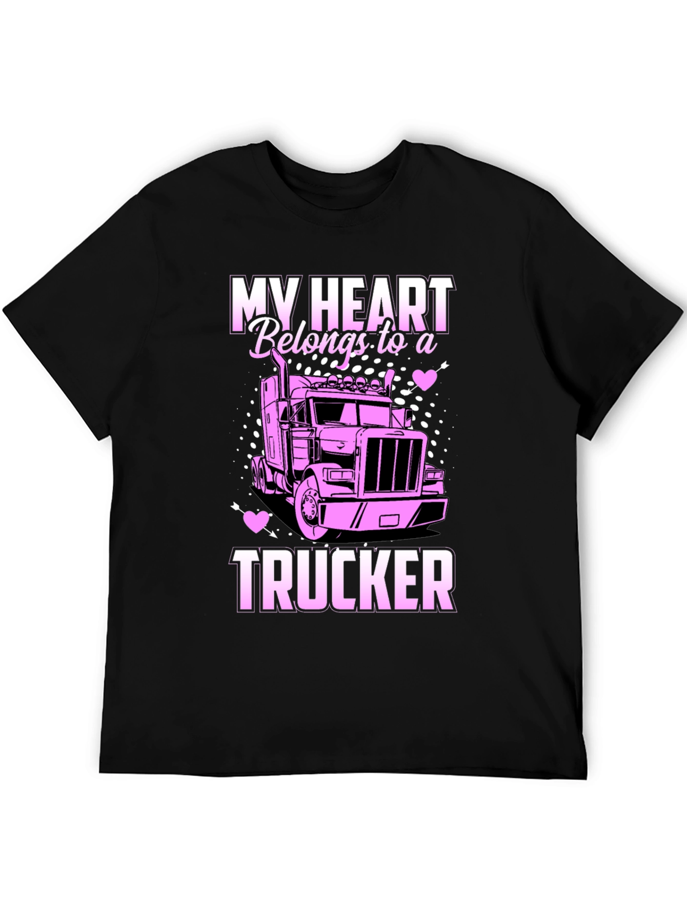 My Heart Belongs To A Trucker Black T-Shirt