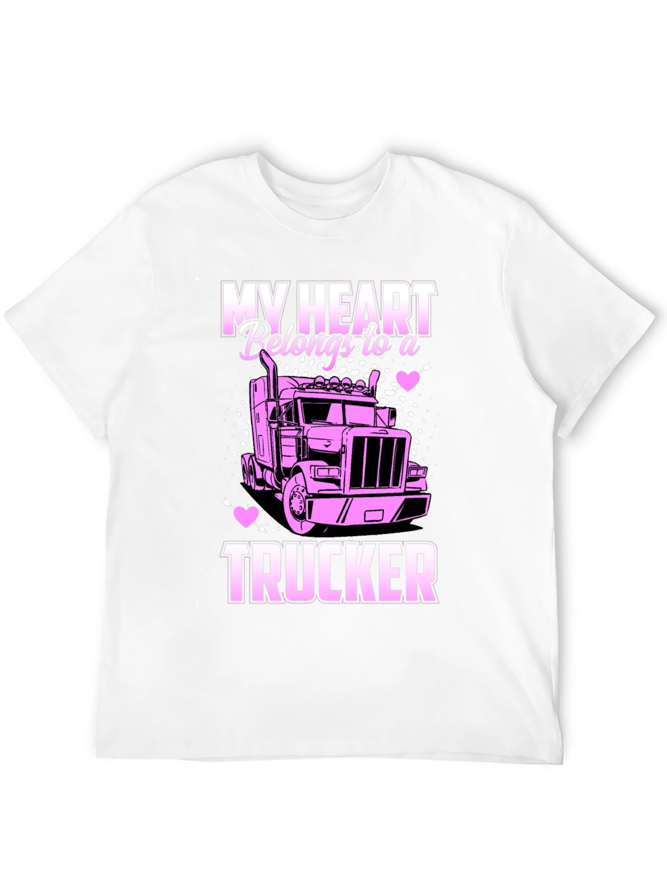 My Heart Belongs To A Trucker Black T-Shirt