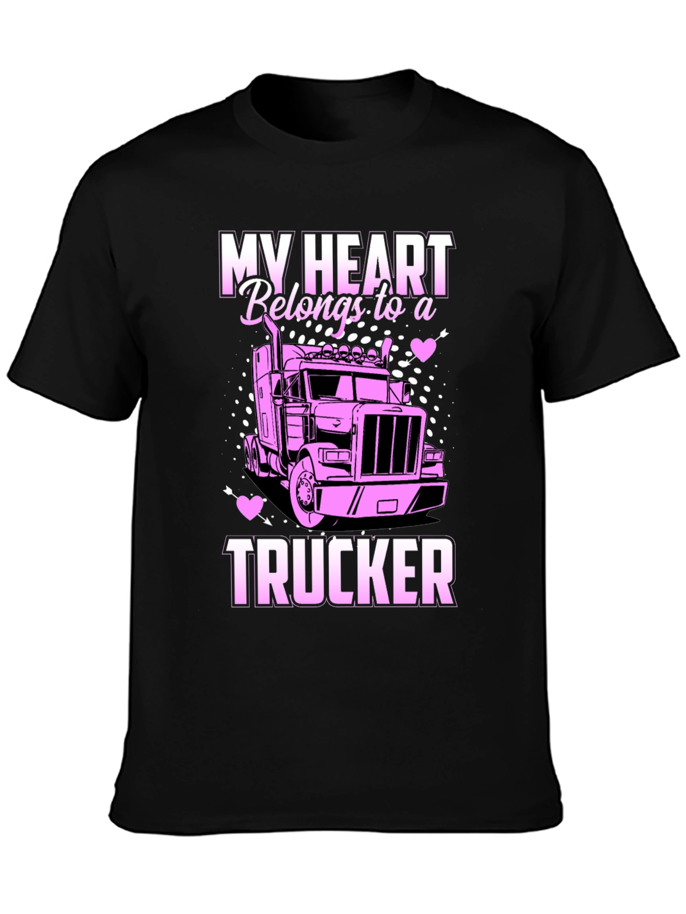 My Heart Belongs To A Trucker Black T-Shirt