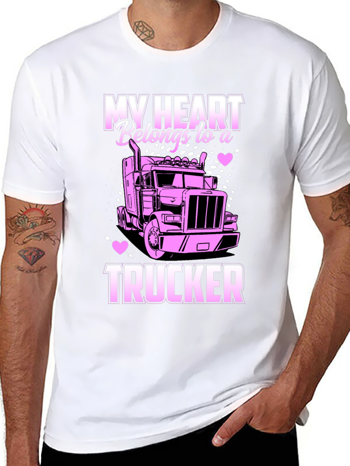 My Heart Belongs To A Trucker Black T-Shirt