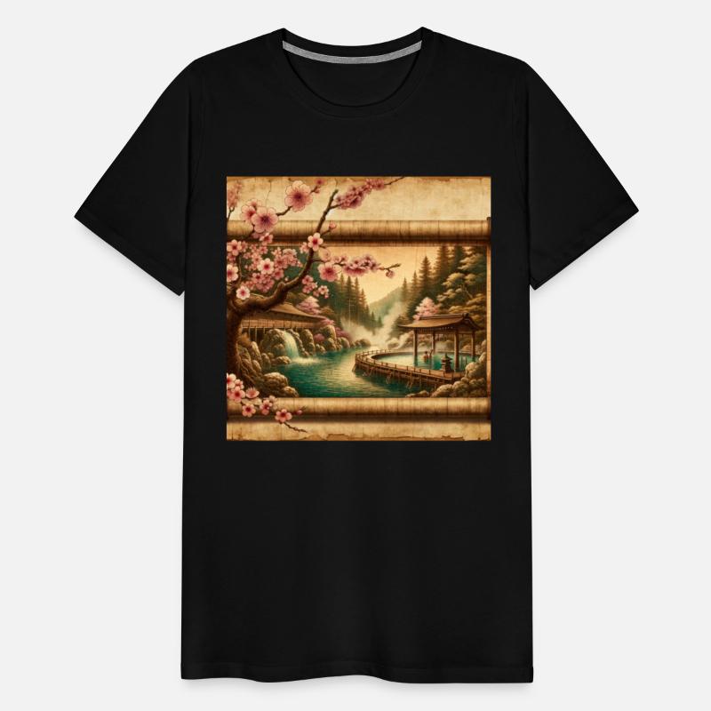 Classic Scenery Papyrus Scroll Onsen Japanese Art