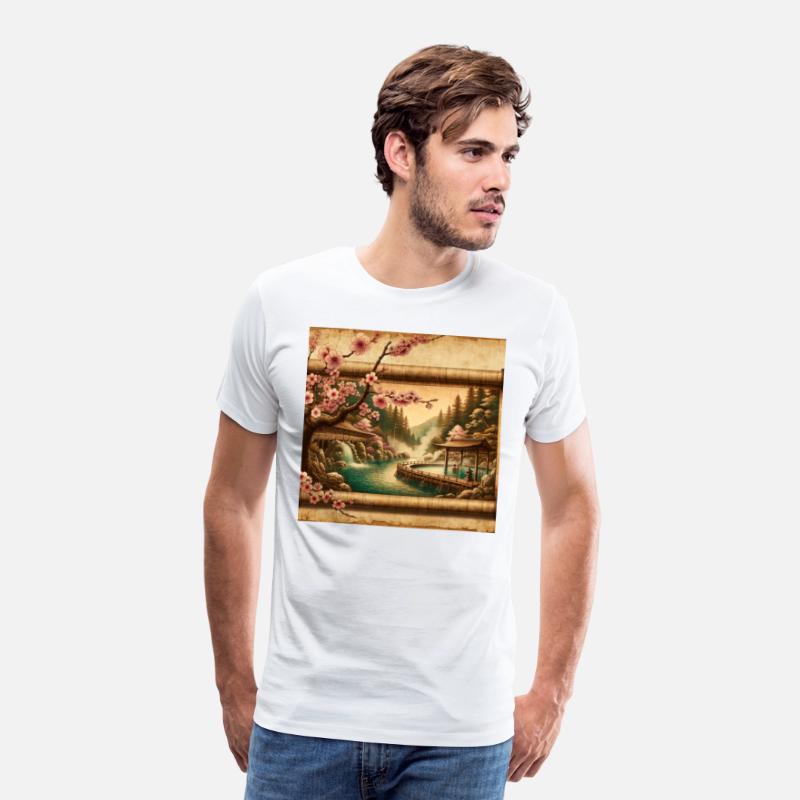 Classic Scenery Papyrus Scroll Onsen Japanese Art