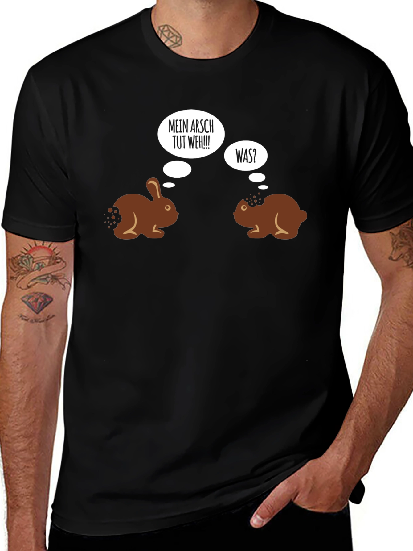 Funny Chocolate Bunny T-Shirt - Mein Arsch Tut Weh