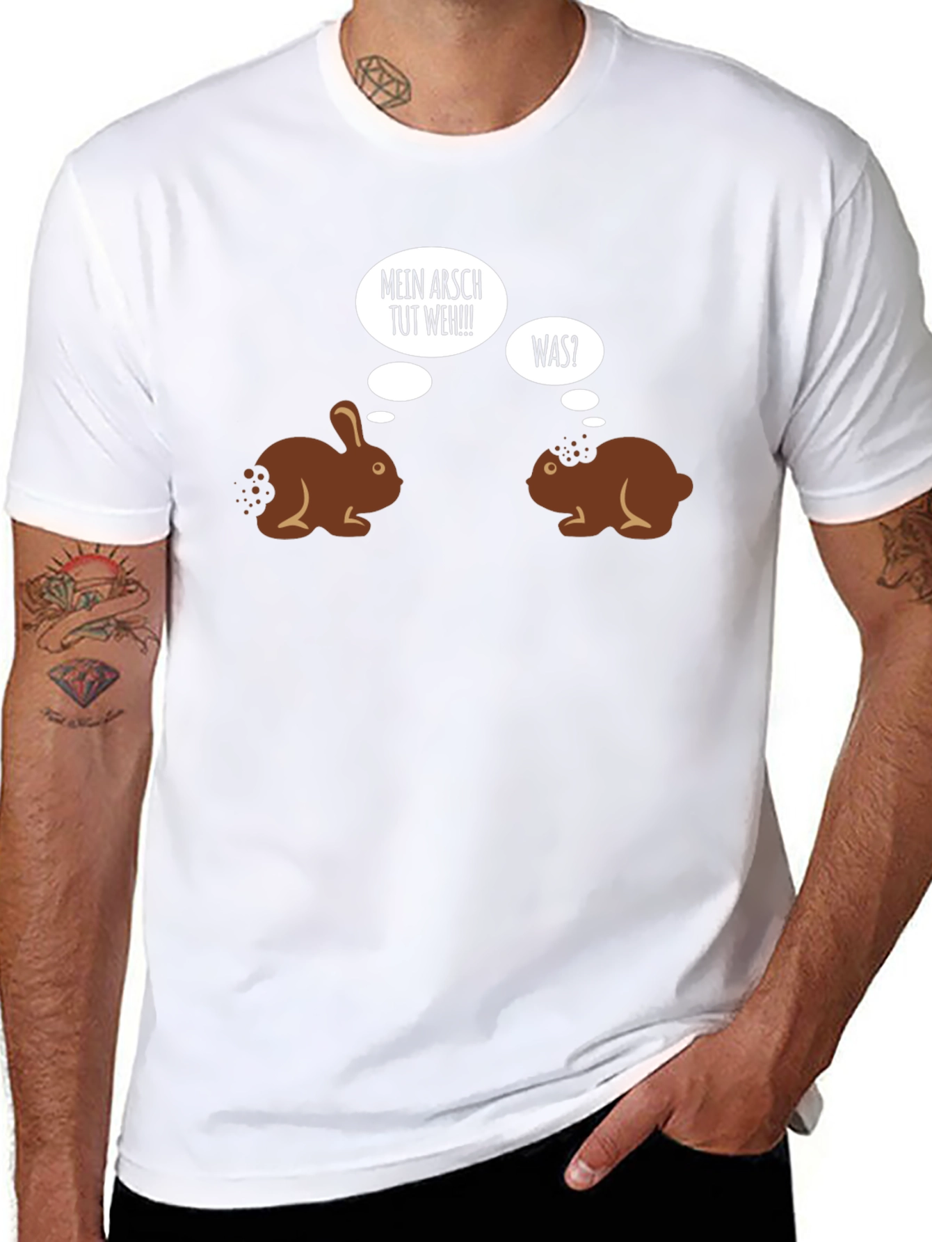 Funny Chocolate Bunny T-Shirt - Mein Arsch Tut Weh