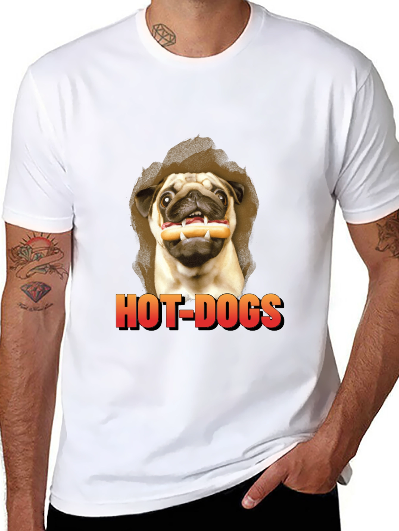 Pug Hot Dogs T-Shirt - Funny Dog Graphic Tee