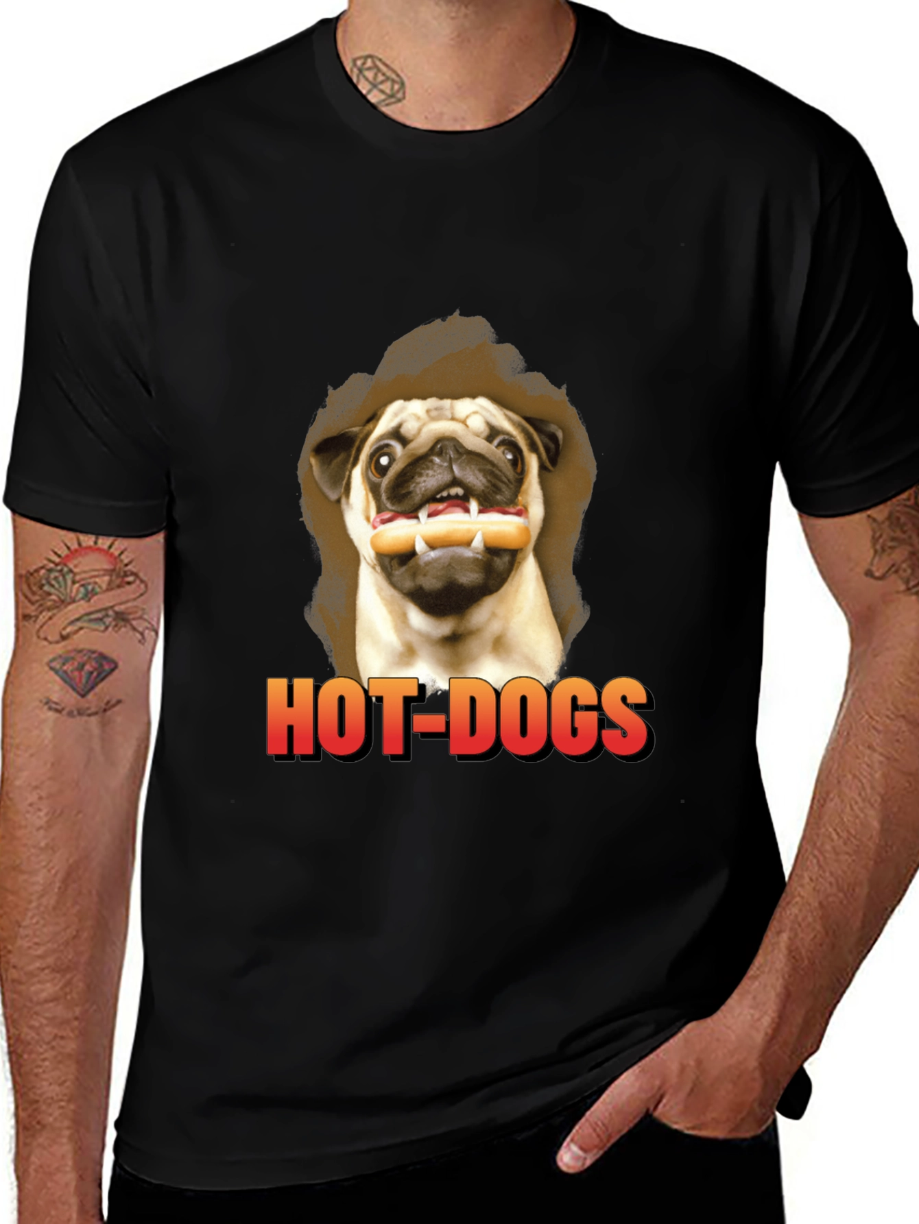 Pug Hot Dogs T-Shirt - Funny Dog Graphic Tee
