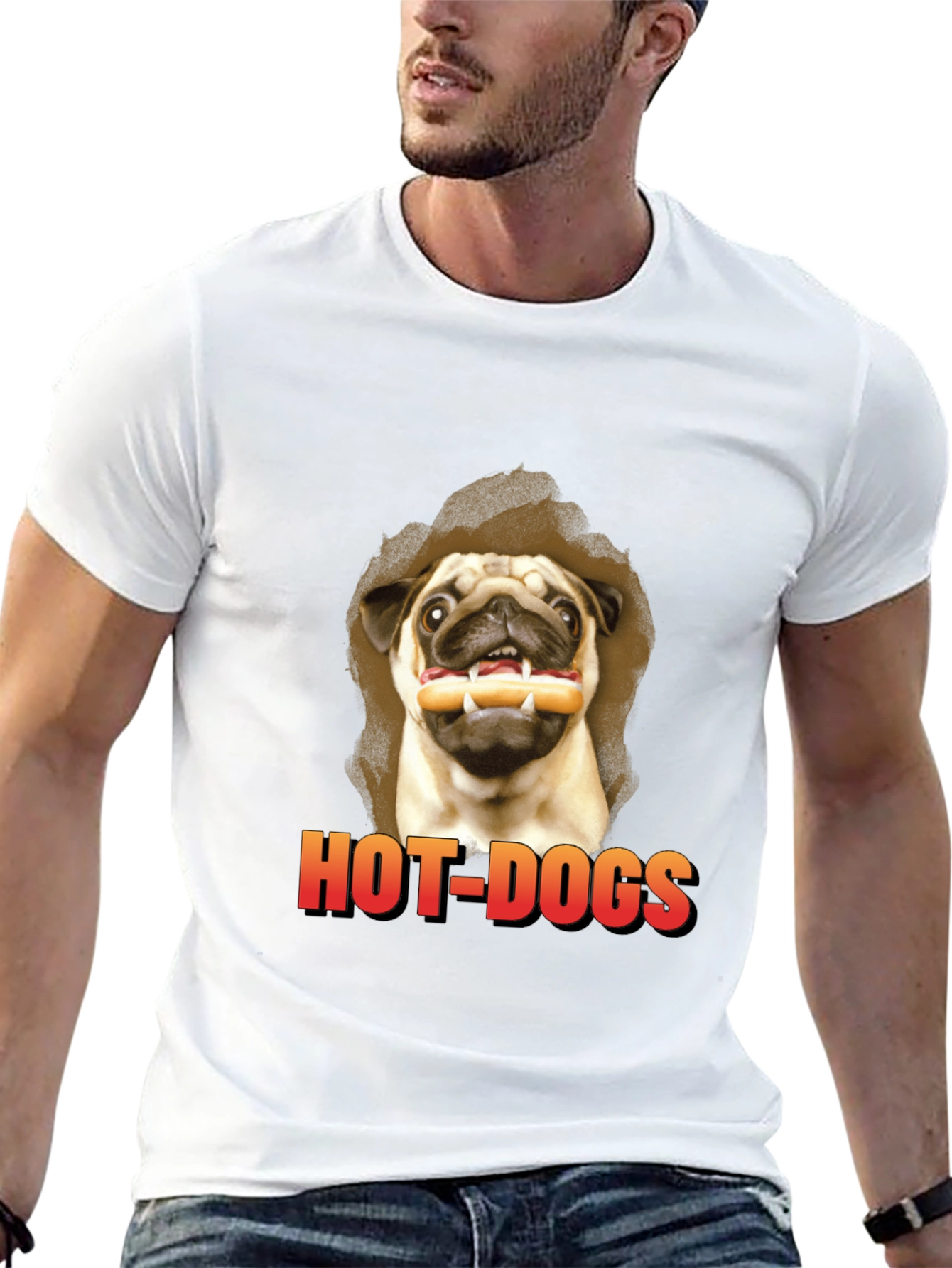 Pug Hot Dogs T-Shirt - Funny Dog Graphic Tee