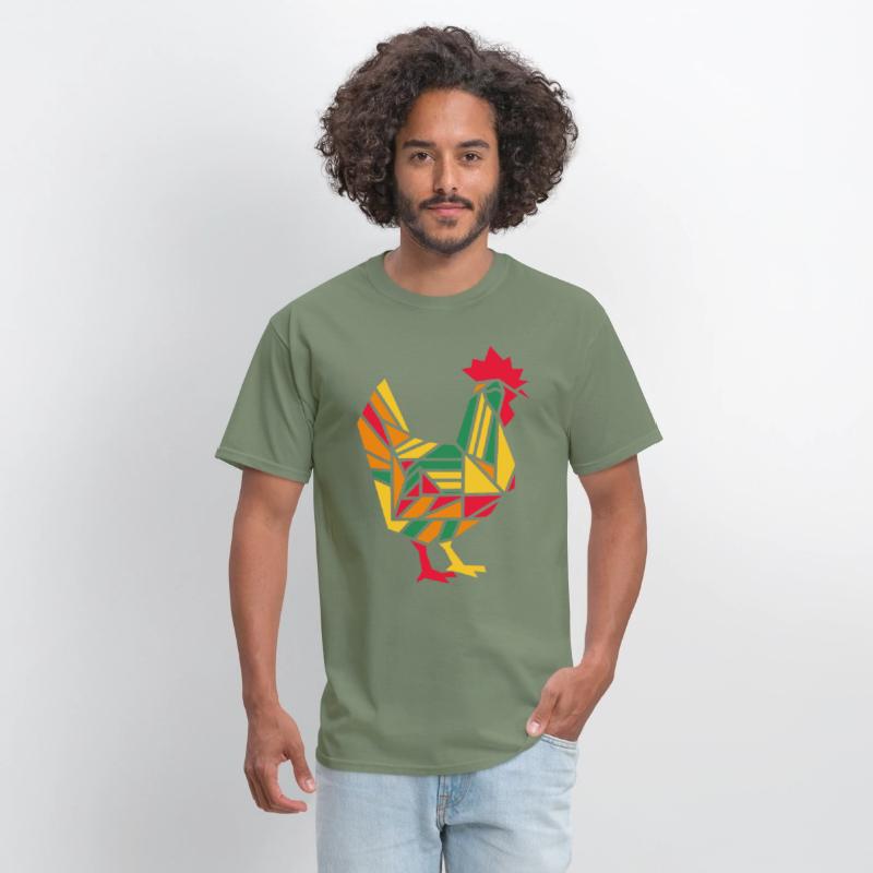 Colorful Geometric Farm Animal Graphic - Rooster