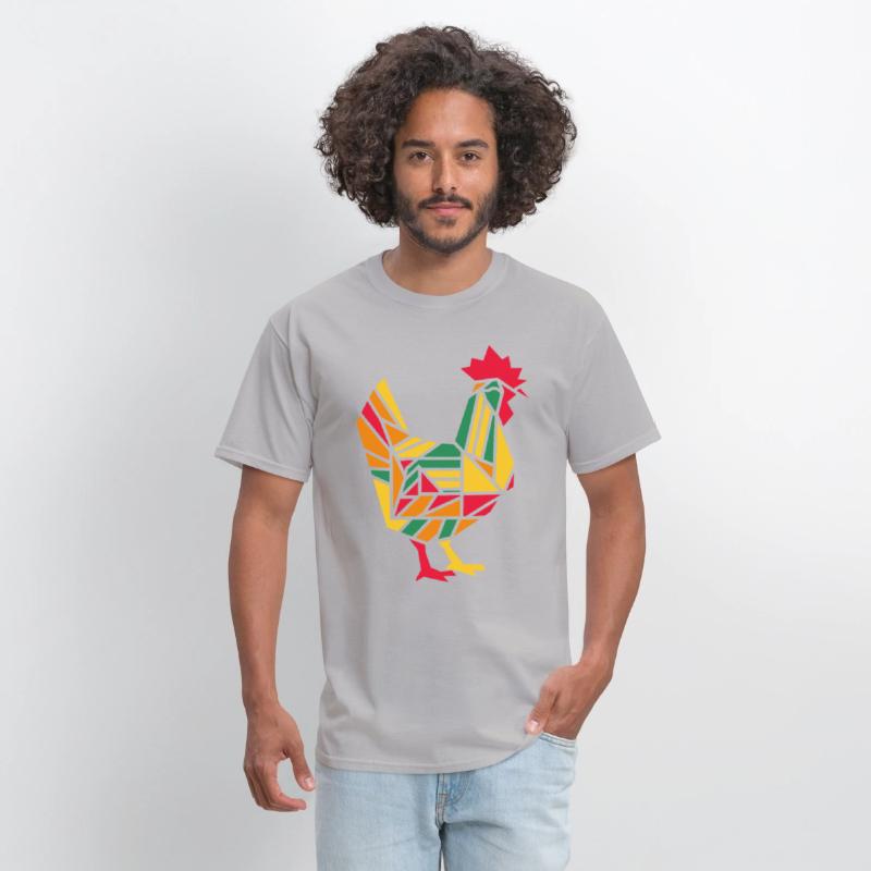 Colorful Geometric Farm Animal Graphic - Rooster