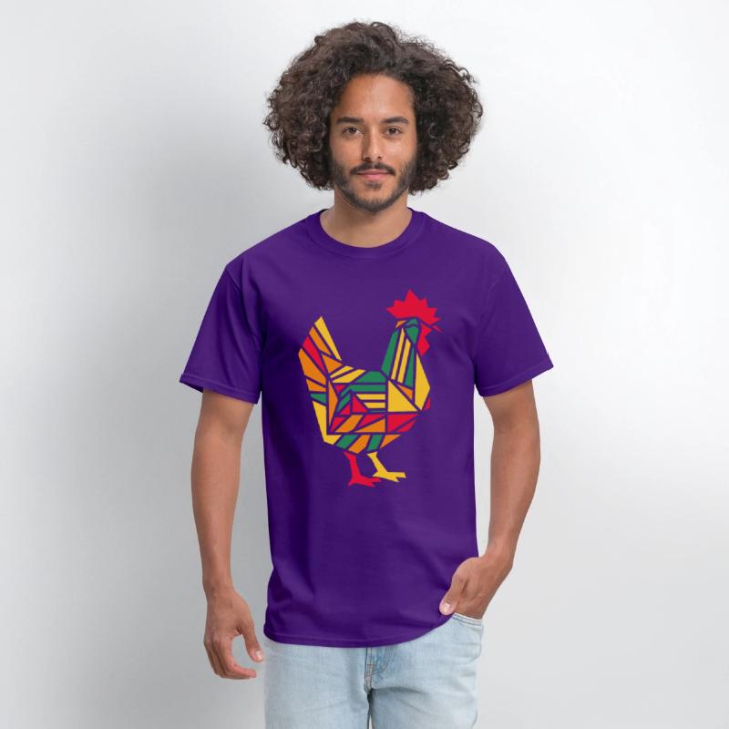 Colorful Geometric Farm Animal Graphic - Rooster