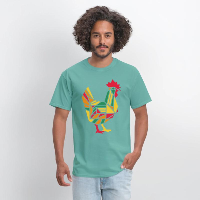 Colorful Geometric Farm Animal Graphic - Rooster