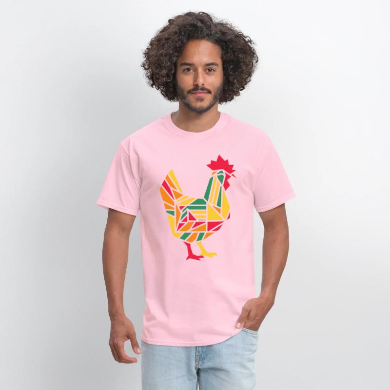 Colorful Geometric Farm Animal Graphic - Rooster