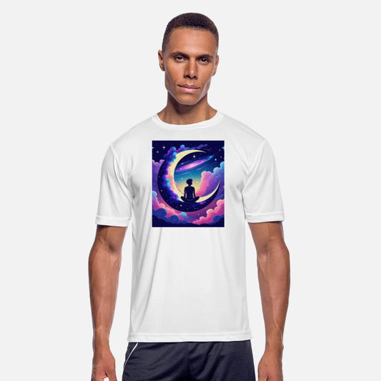 Cosmic Dreamer Moon and Galaxy Scene