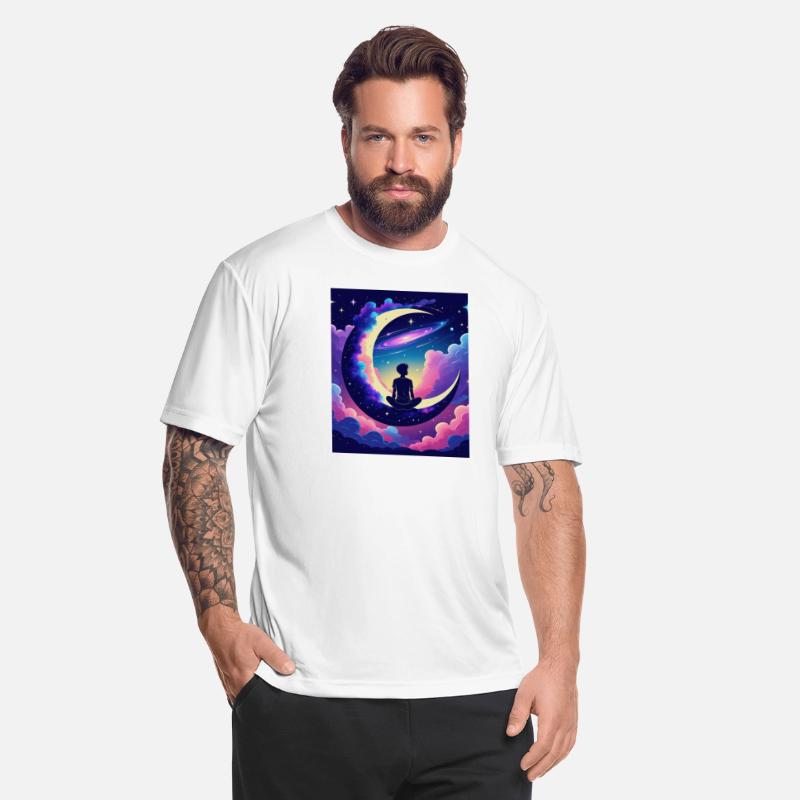 Cosmic Dreamer Moon and Galaxy Scene