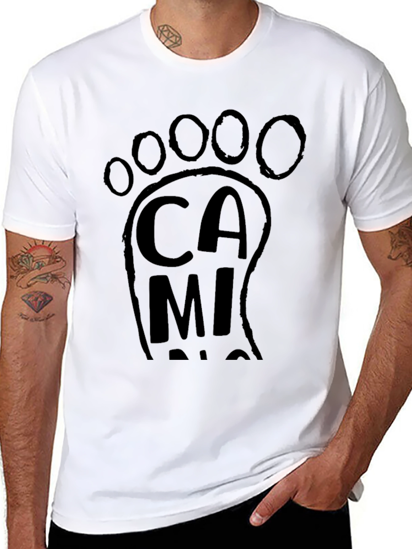 Mens Black Footprint Graphic Tee