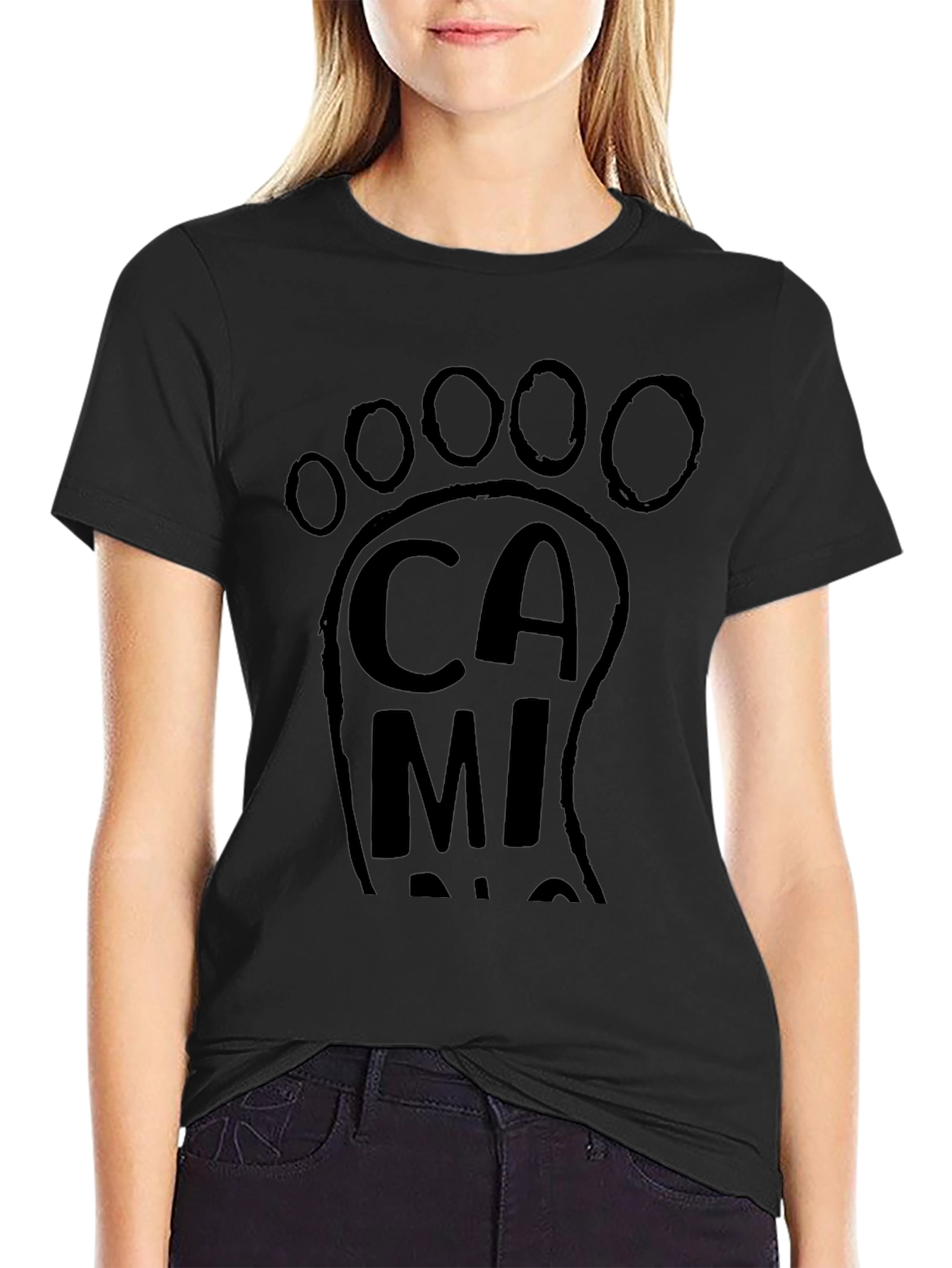 Mens Black Footprint Graphic Tee