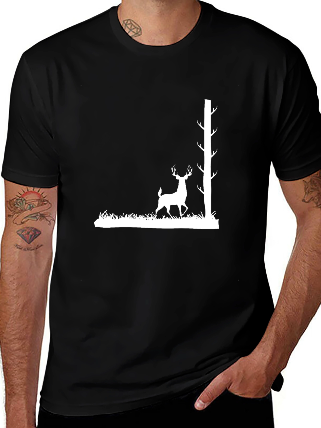 Black Deer & Tree Graphic Tee
