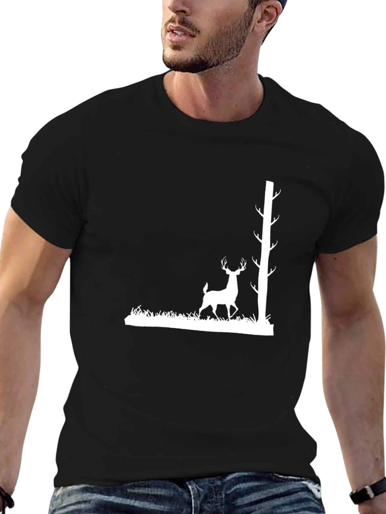 Black Deer & Tree Graphic Tee
