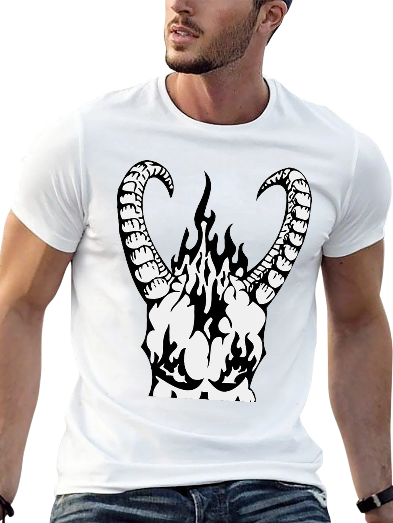 Infernal Horns Graphic T-Shirt - Black Cotton Tee