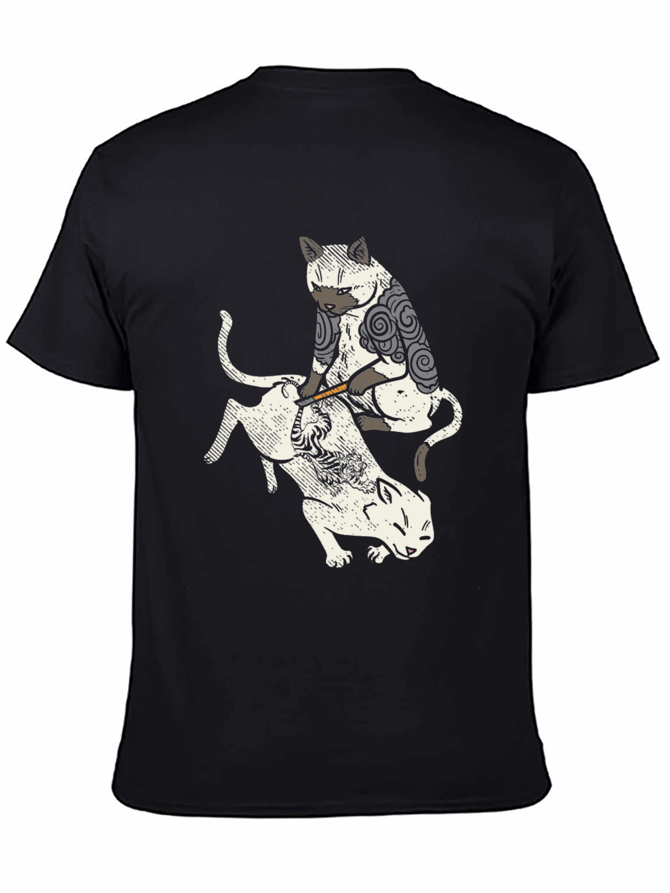 Tattoo Cat Graphic Black T-Shirt