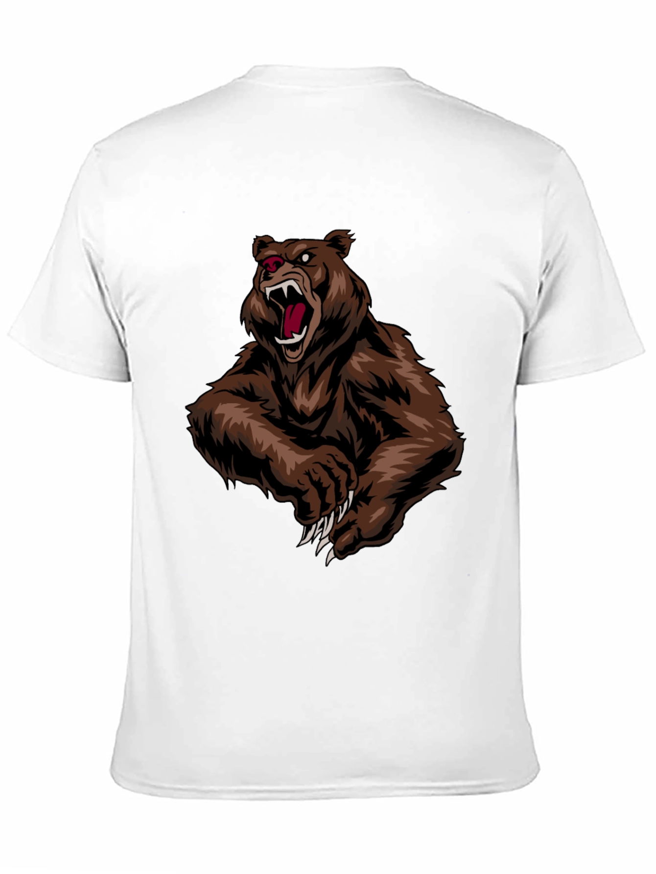 Mens Black T-Shirt with Roaring Bear Graphic