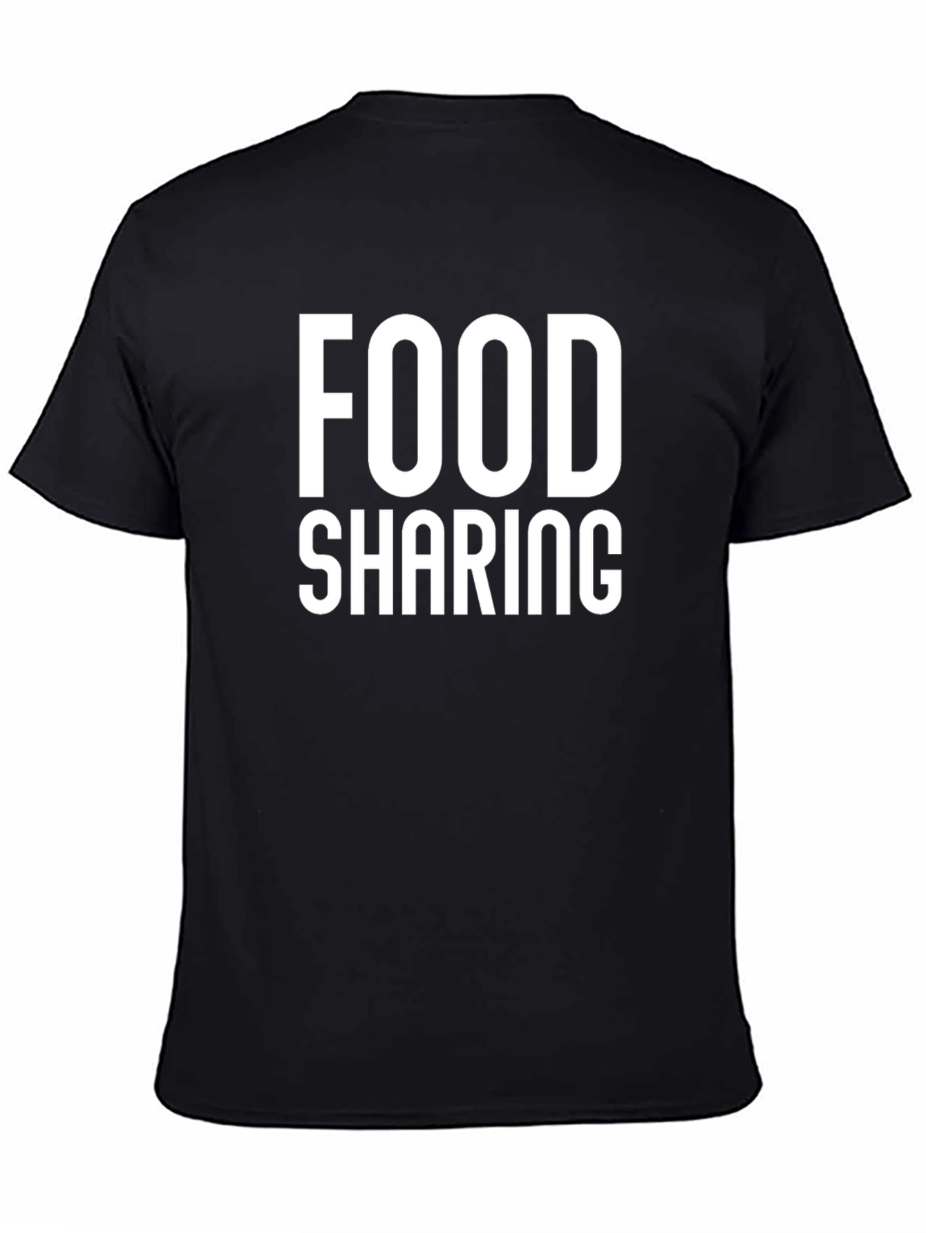 Food Sharing Graphic Tee - Black Cotton Casual T-Shirt