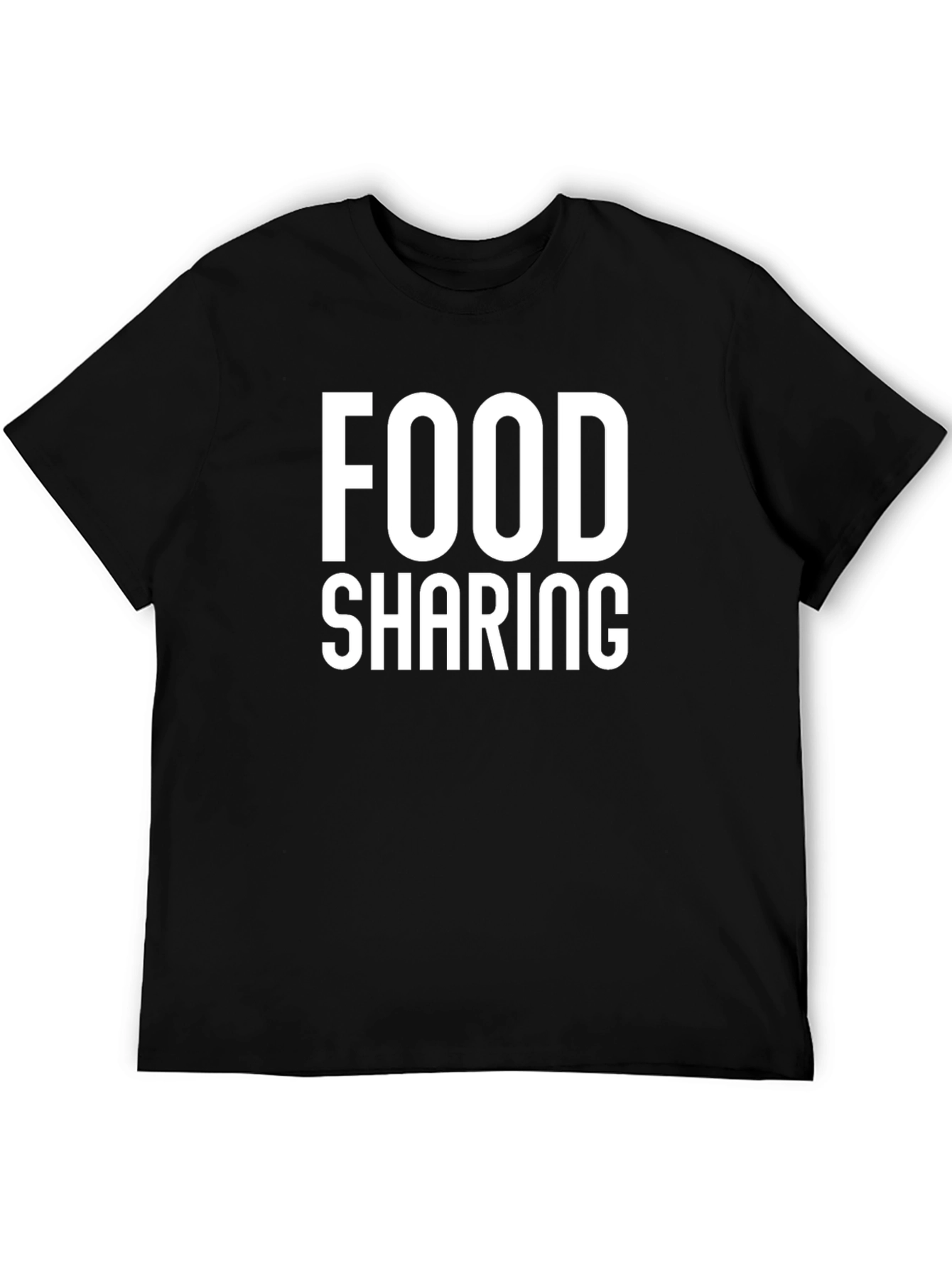 Food Sharing Graphic Tee - Black Cotton Casual T-Shirt