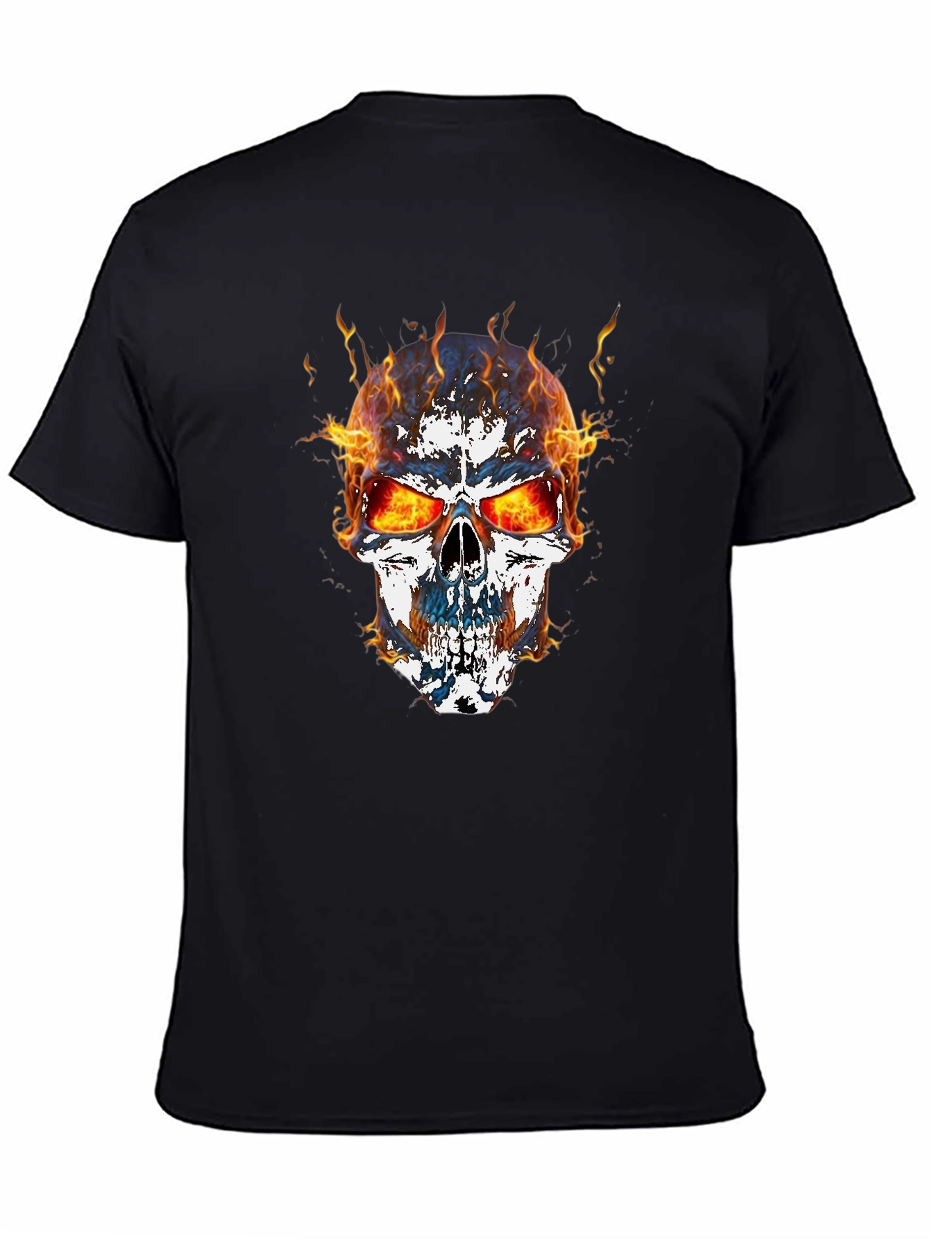 Flaming Skull Graphic T-Shirt - Mens Black Tee
