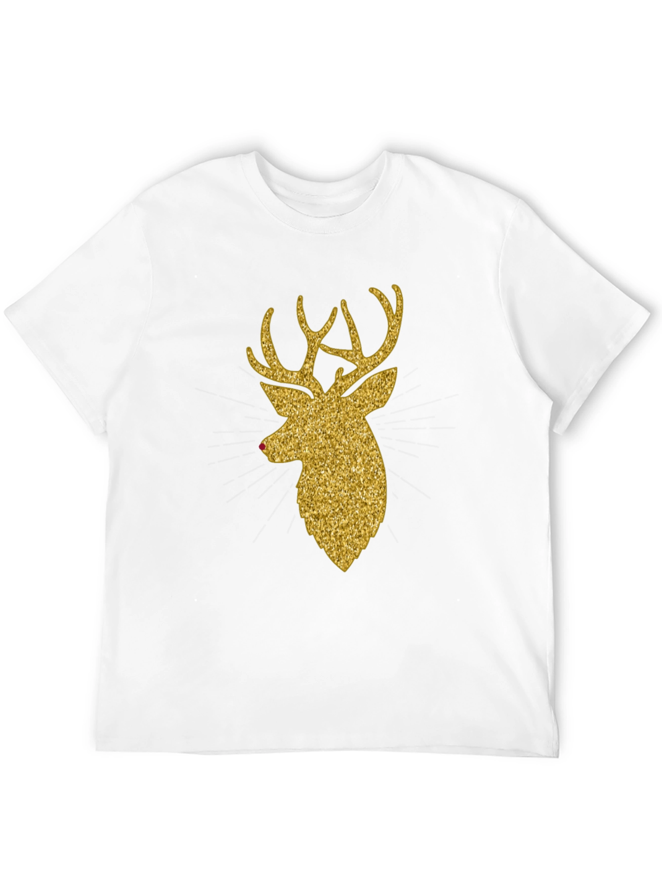 Gold Glitter Reindeer Christmas T-Shirt