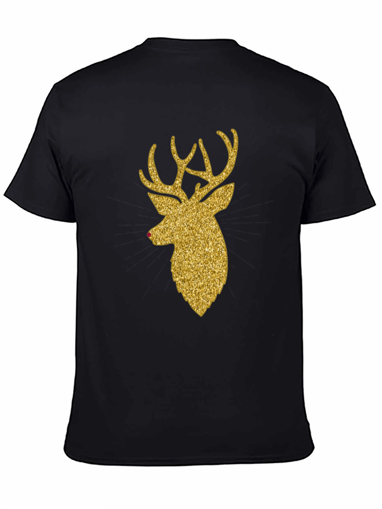 Gold Glitter Reindeer Christmas T-Shirt