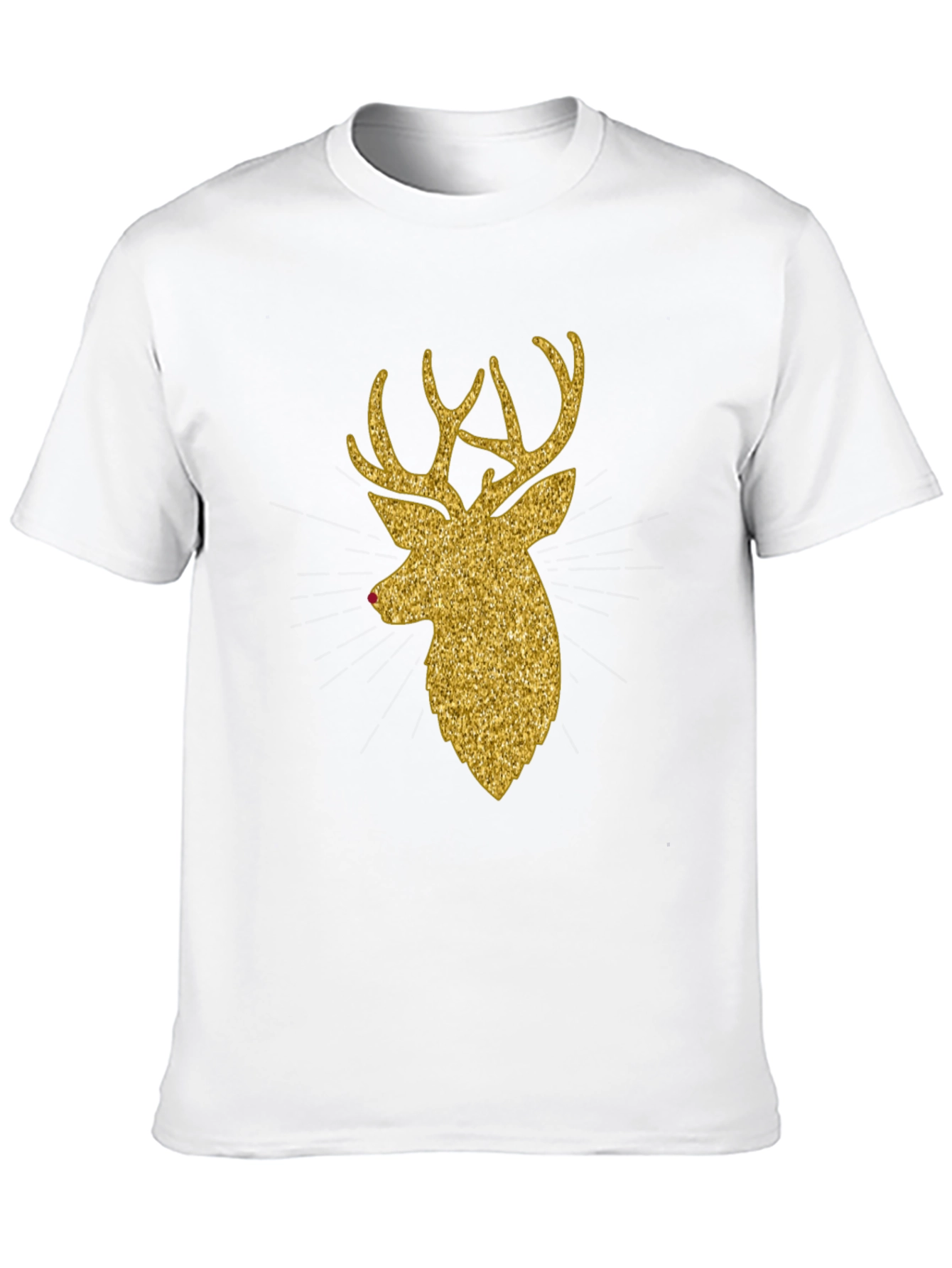 Gold Glitter Reindeer Christmas T-Shirt