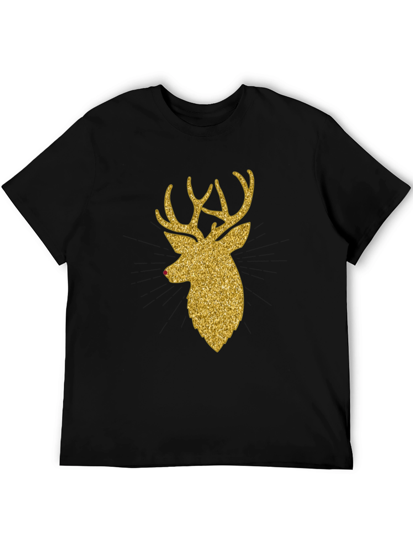 Gold Glitter Reindeer Christmas T-Shirt