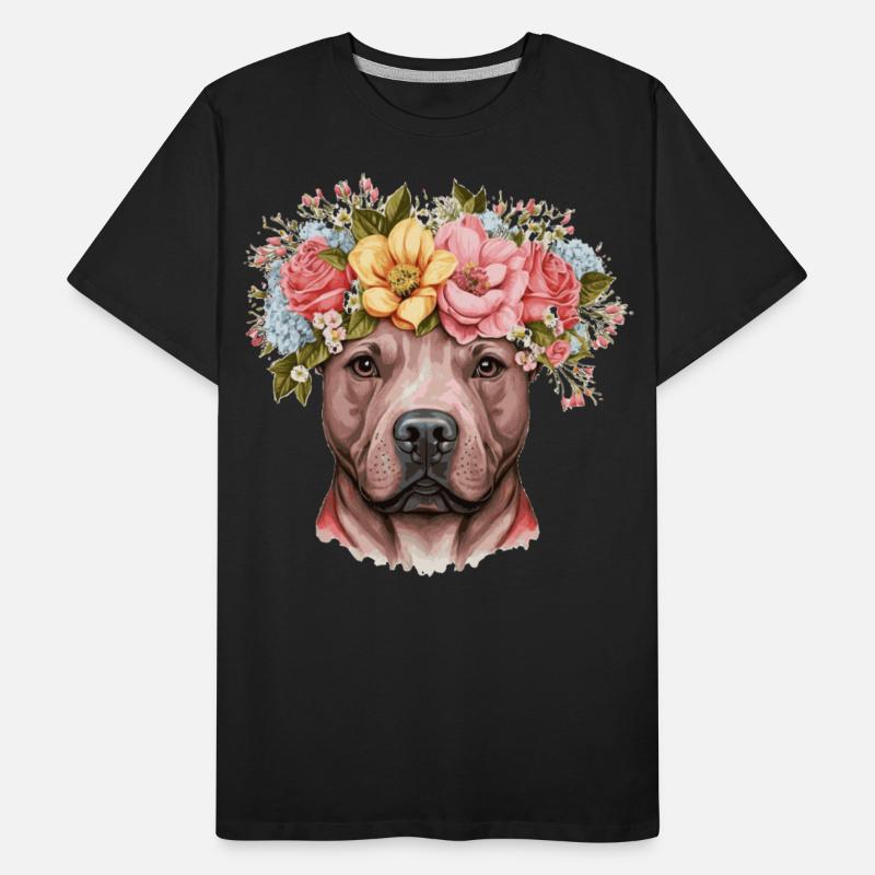 Cute Bull Terrier Flower Crown Pet Dog Breed Flora