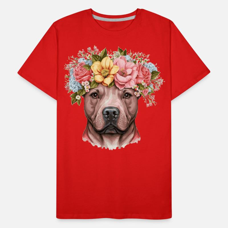 Cute Bull Terrier Flower Crown Pet Dog Breed Flora
