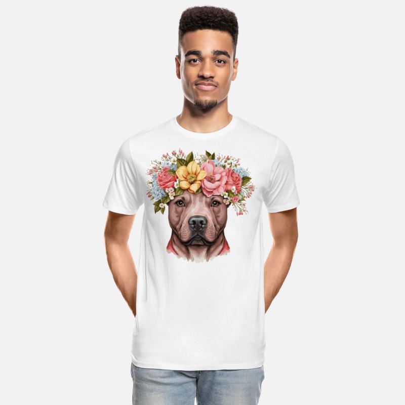 Cute Bull Terrier Flower Crown Pet Dog Breed Flora