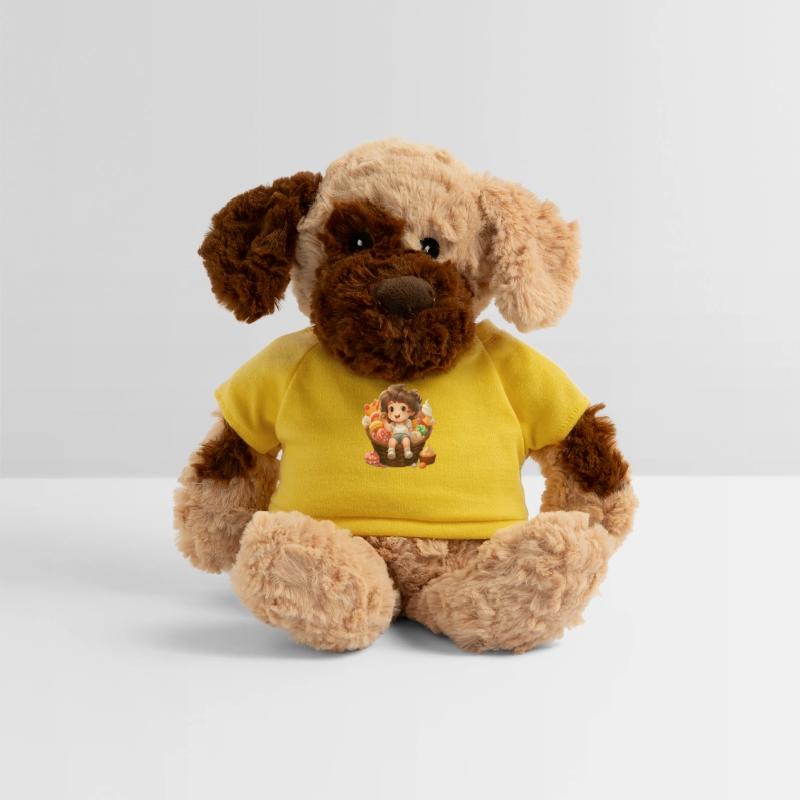 Cute chubby girl in sweets basket