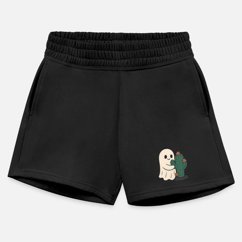 Cute Ghost Hugging Cactus Illustration