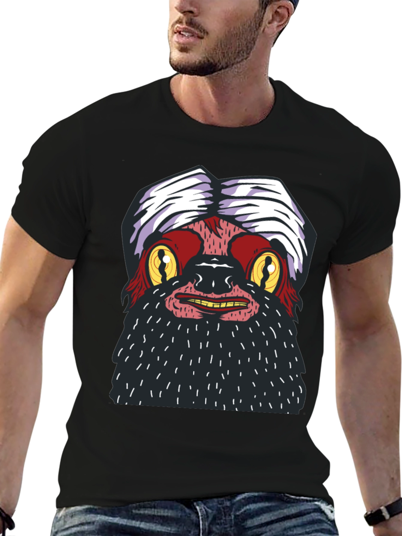 Funky Yeti Graphic Tee - Black Cotton