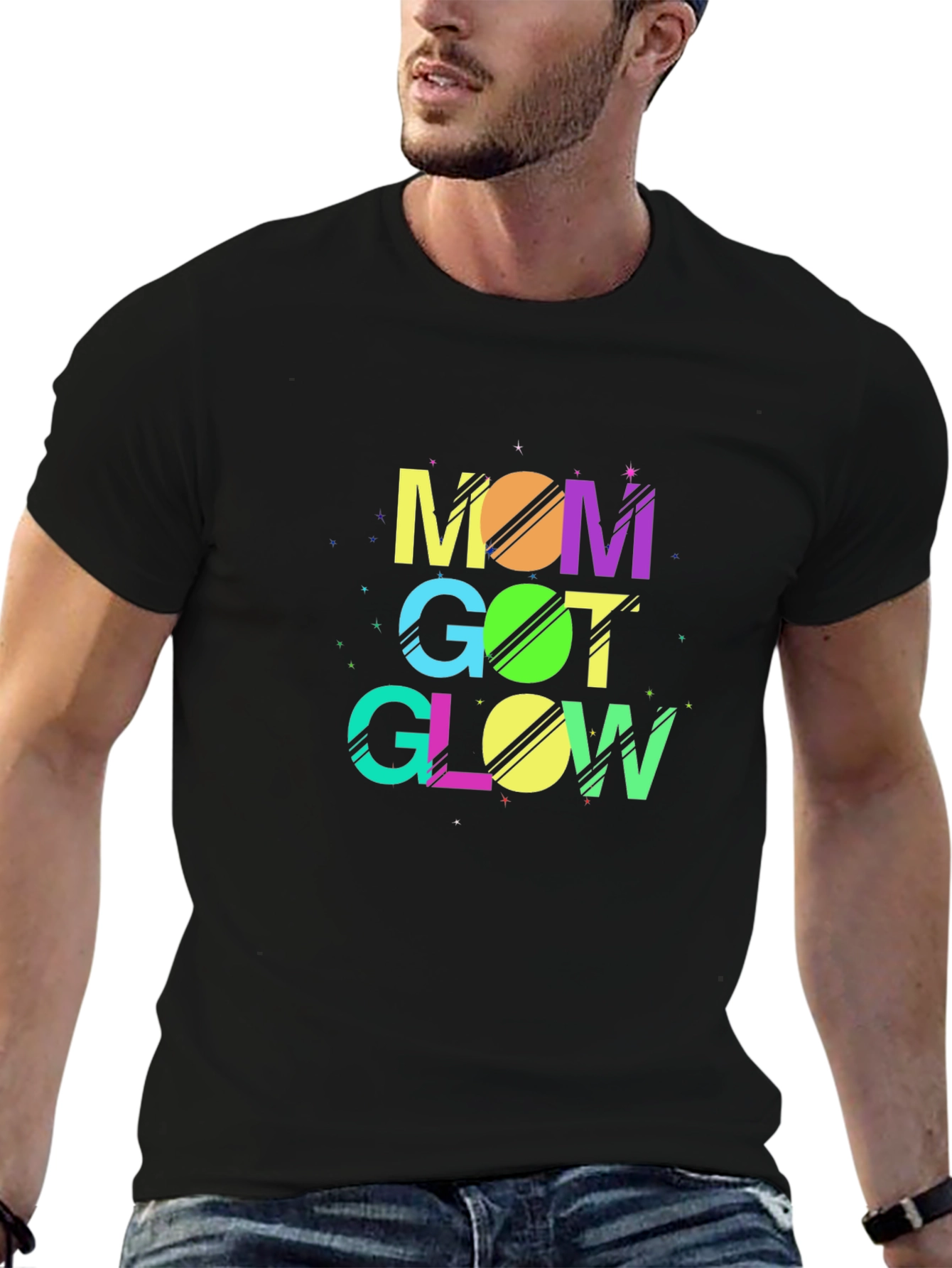Mom Got Glow Black Graphic T-Shirt