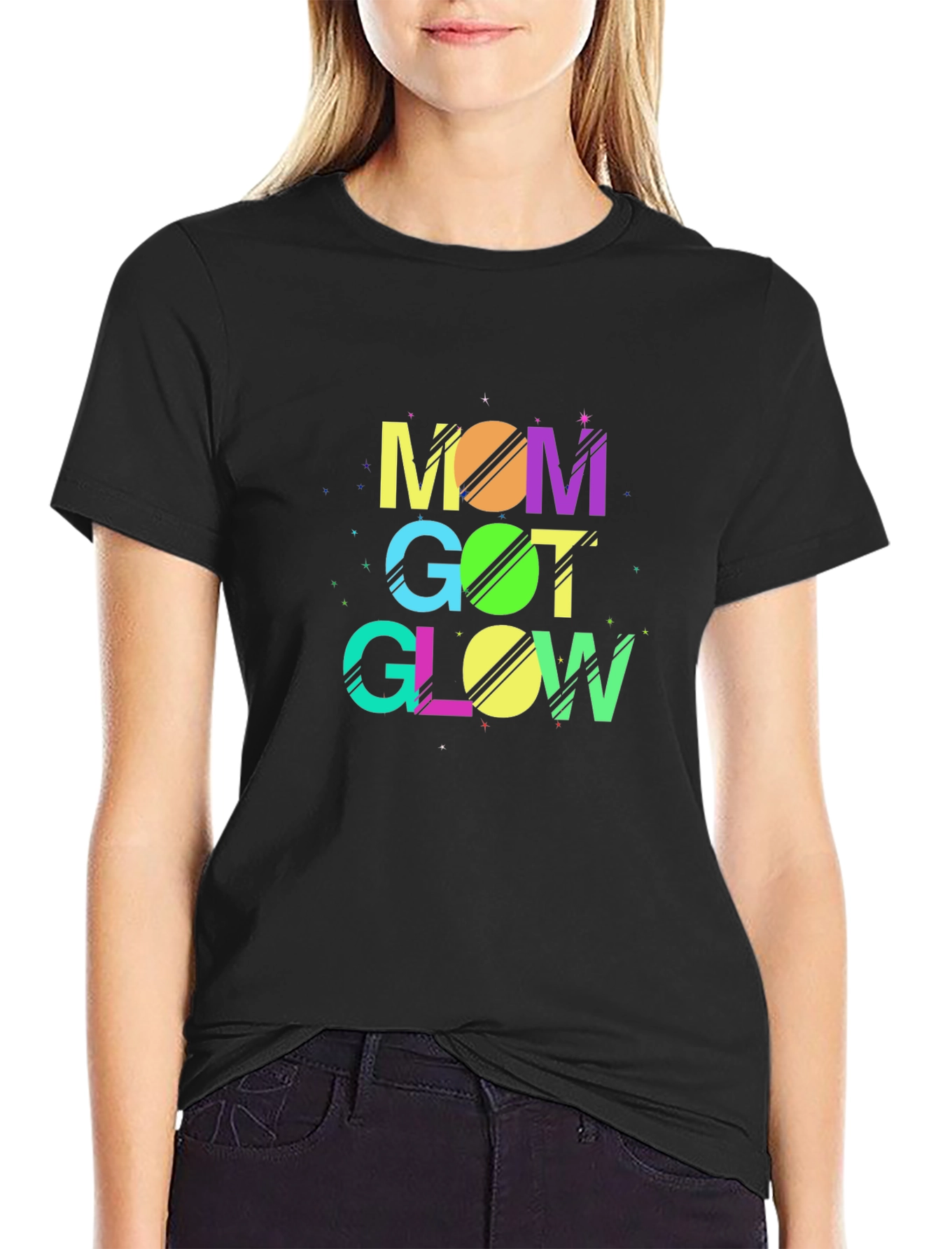 Mom Got Glow Black Graphic T-Shirt