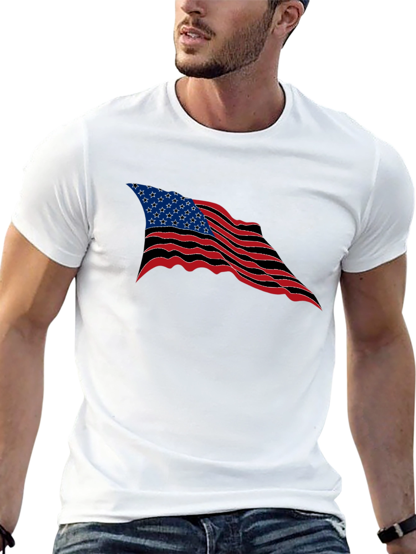 American Flag Graphic Black T-Shirt